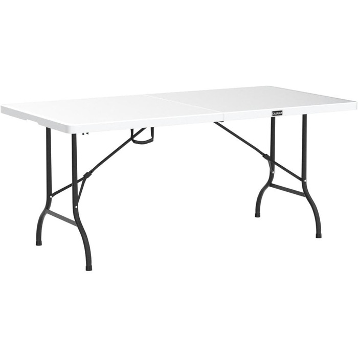 Садовий стіл Casaria 183x76 см, складний, водонепроникний, портативний, пластиковий, садовий, патіо, кемпінг, балконний, розкладний, кемпінговий, фуршетний, білий