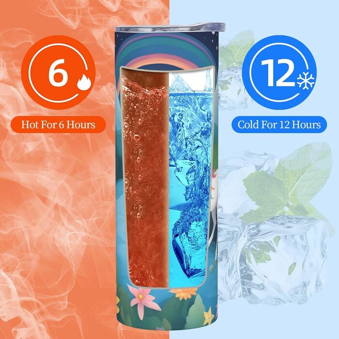 Кухоль з прямою трубочкою, дизайн біжучі єдинороги, принт, дорожній кухоль, підходить для кемпінгу, офісу та дому, 590 мл