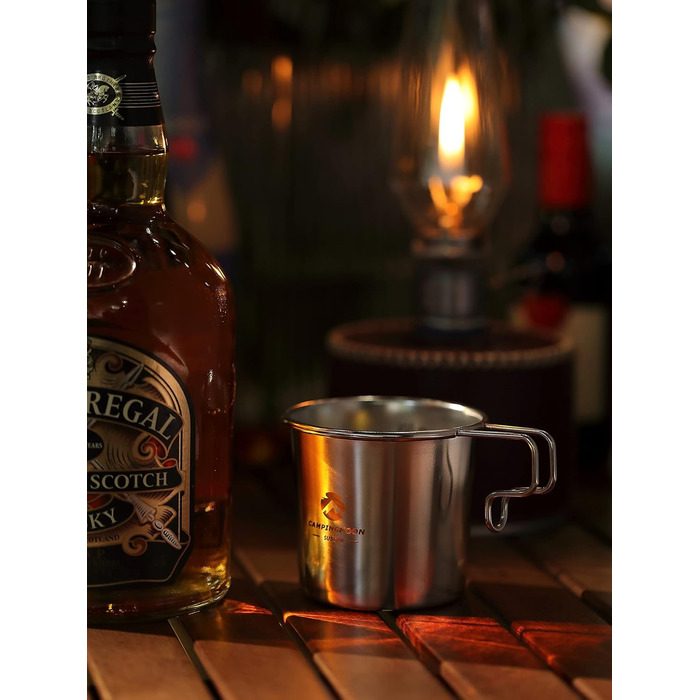 Пивний кухоль Campingmoon 304 з нержавіючої сталі, маленький, 210 мл, S-190 (комплект з 2 предметів), сріблястий