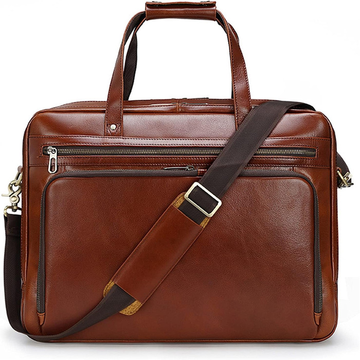 Ділова сумка портфель Чоловіча сумка, чоловіча коров'яча шкіра 15.6 дюймів сумка для ноутбука Офісний портфель Класична ділова сум