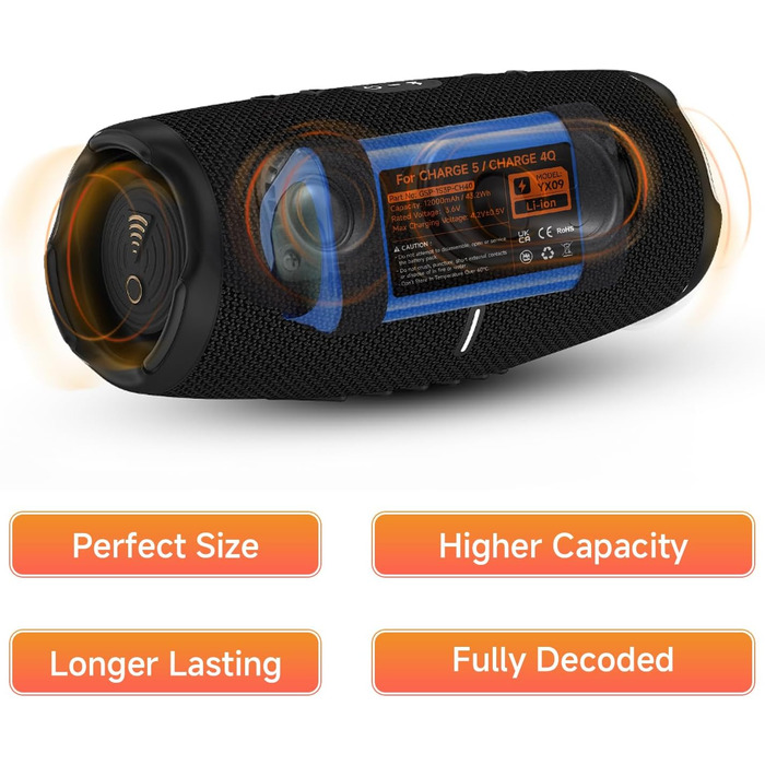 Замінний акумулятор 3,6 В/12000 мАг для JBL Charge 5, для бездротової Bluetooth-колонки JBL Charge 5, артикул GSP-1S3P-CH40 GSP-1S3P-CH4A Акумулятор GSP-1S3P-CH4D (не сумісний з JBL Charge 4)