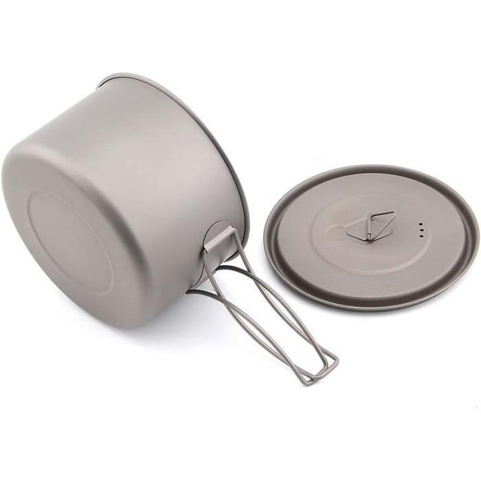 Ультралегка чашка для кемпінгу TOAKS Pure Titanium Cup з кришкою та складною ручкою, сірого кольору