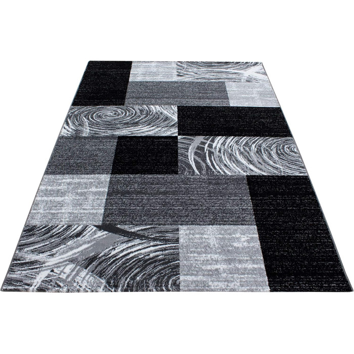 Килим для вітальні Сучасний абстрактний дизайн в клітинку Чорний - Сірий - Білий 160 x 230 см - Килим з коротким ворсом Спальня Ле