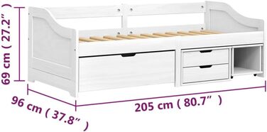 Дитяче ліжко Festnight з 3 шухлядами, ліжко з місцем для зберігання, дитяче ліжко Senta, молодіжне ліжко, ліжко 90x200, сосна натуральна, кушетка, гостьове ліжко, односпальне ліжко з шухлядами, функціональне ліжко, двоярусне ліжко, білий колір 90x200 см, 