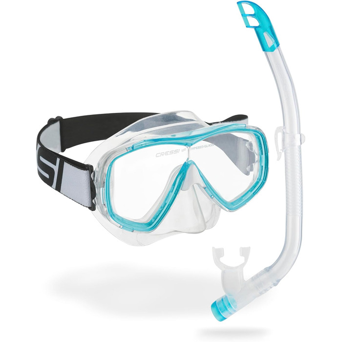 Маска для дайвінгу та снорклінгу Прозора/Аквамарин Маска Сноркель