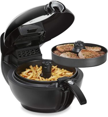 Аерофритюрниця Tefal YV9708 ActiFry Genius XL 2в1 з важелем для перемішування Переможець тесту 1,7 кг на 8 осіб 9 автоматичних меню 2 страви одночасно здорова фритюрниця без олії, чорна ActiFry Genius XL 2в1