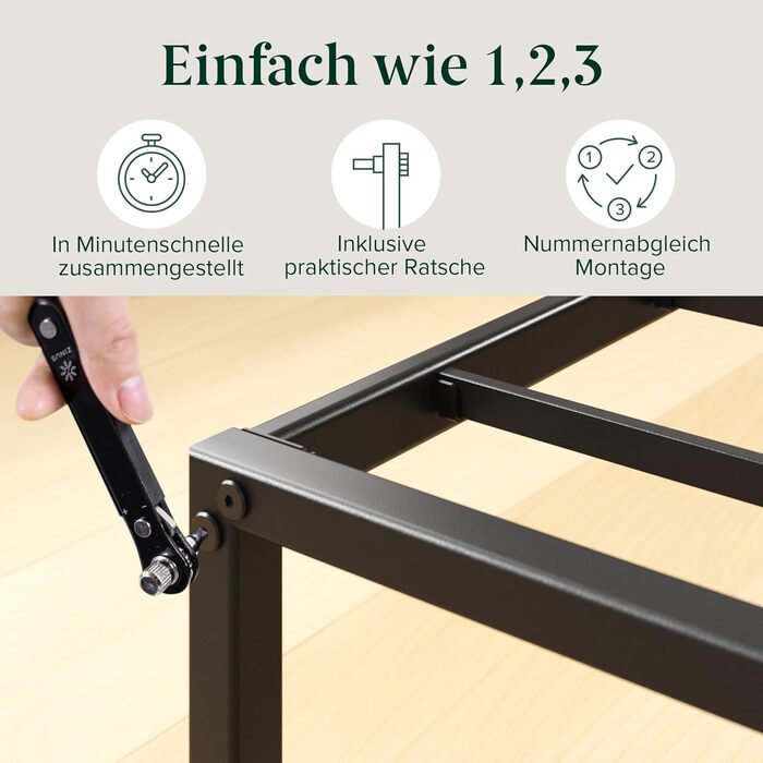 Каркас ліжка Zinus Lorelai 140x200 см - Металеве ліжко 140x200 з металевою рейковою основою - Платформа заввишки 33,5 см з простором під нею - Пружинний матрац не потрібен - Легке складання - Чорний 140 x 200 см 36 см