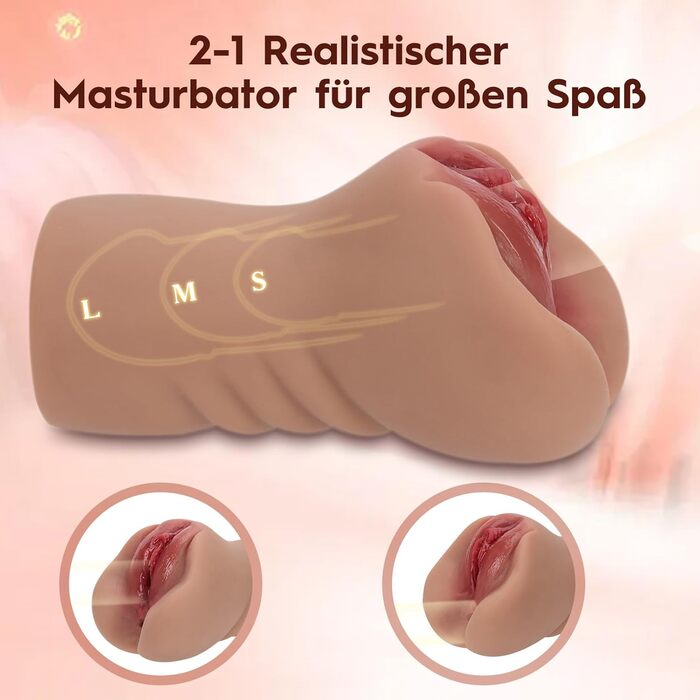 Мастурбатор DynaVigor для чоловіків 2 в 1, з 3D вагіною та анальним каналом, 650 г, коричневий