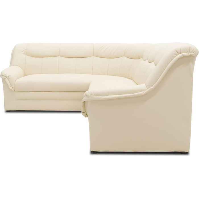 Кутовий диван DOMO. колекція Berlin, позачасовий шкіряний кутовий диван з високоякісною пружинною оббивкою, L-подібний диван зі штучної шкіри, 3-місний з правого боку, диван 205 x 250 x 89 см, бежевий (кремовий) Бежевий 3-місний з правого боку