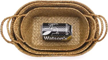 Кошики з ротанга, кошики для зберігання з морської трави з ручками, плетені овальні кошики з натуральної тканини, 3 шт. (великий середній малий)