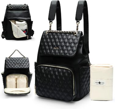 Сумка для пеленання дитини Рюкзак для пелюшок Шкіряні сумки для пелюшок з пеленальним килимком Стьобані дитячі сумки для мами і та