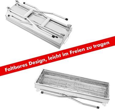 Вугільний гриль для кемпінгу, складаний переносний гриль з решіткою, для пікніків, саду, вечірок, сімейного барбекю. Розмір 73x28x76 см, розрахований на 4-8 осіб.