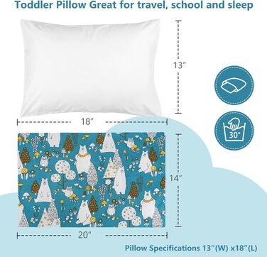 Дитяча подушка з наволочкою, м'яка органічна бавовна, дитяча подушка для сну, можна прати в пральній машині, гіпоалергенна, підход