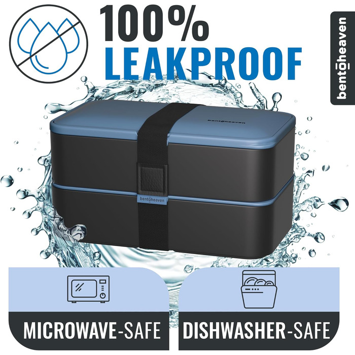 Преміум бенто-ланчбокс у 8 сучасних кольорах, 2 відділення, герметичний, з контейнером для соусу, перегородкою, японська бенто-скринька для дорослих та дітей, безпечний для мікрохвильової печі та посудомийної машини, блакитний