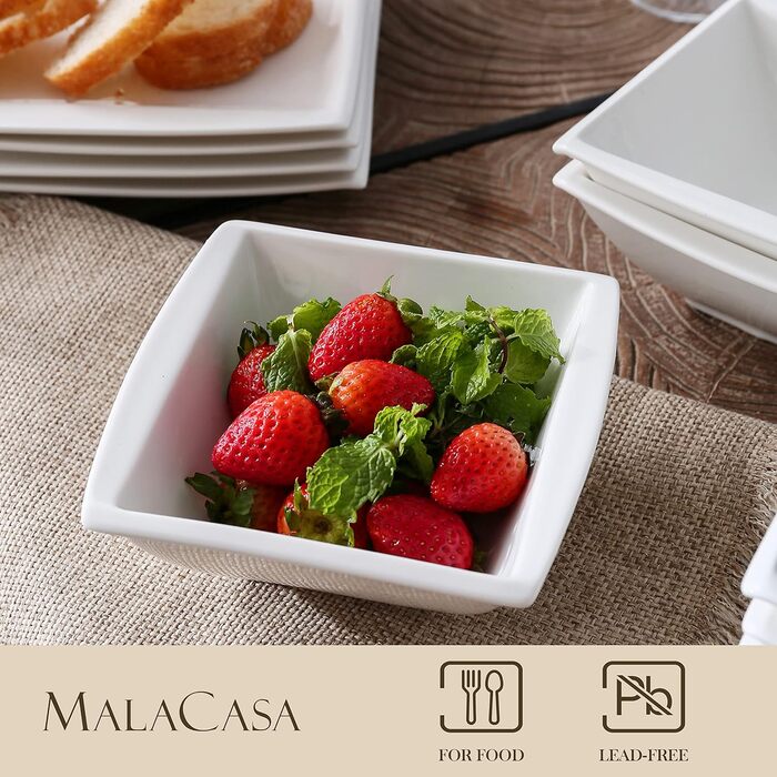 Серія Blance, 6 шт. Кремово-білі порцелянові миски Набір мисок Пластівці Десертні миски Миска 14,5X14,5X6 см Миска з 6 предметів