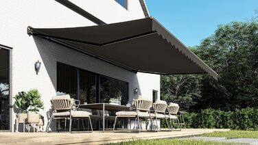 Напівкасетна тентована маркіза зі світлодіодним освітленням, електроприводом, дистанційним керуванням, міцна алюмінієва тентована маркіза з тканиною, сірий каркас, розміри 4 x 3 м, дизайн SPD016 4x3м SPD016, 1201EML