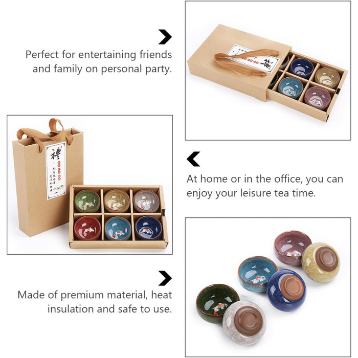 Керамічний чайний сервіс Рибка на 6 персон з ефектом тріщин, жаростійкий, креативний дизайн для дому та особистих чаювань