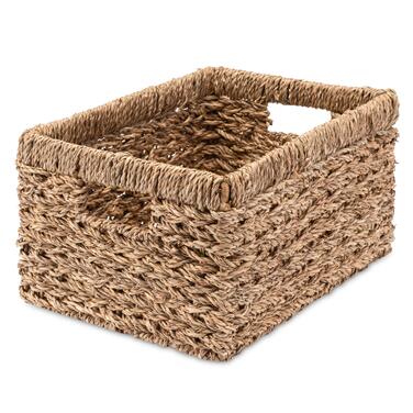 Кошик для зберігання Decorasian, полиця-кошик, плетений з морської трави - дуже стійкий - MM (36 см x 25 см x 19 см) Натуральний