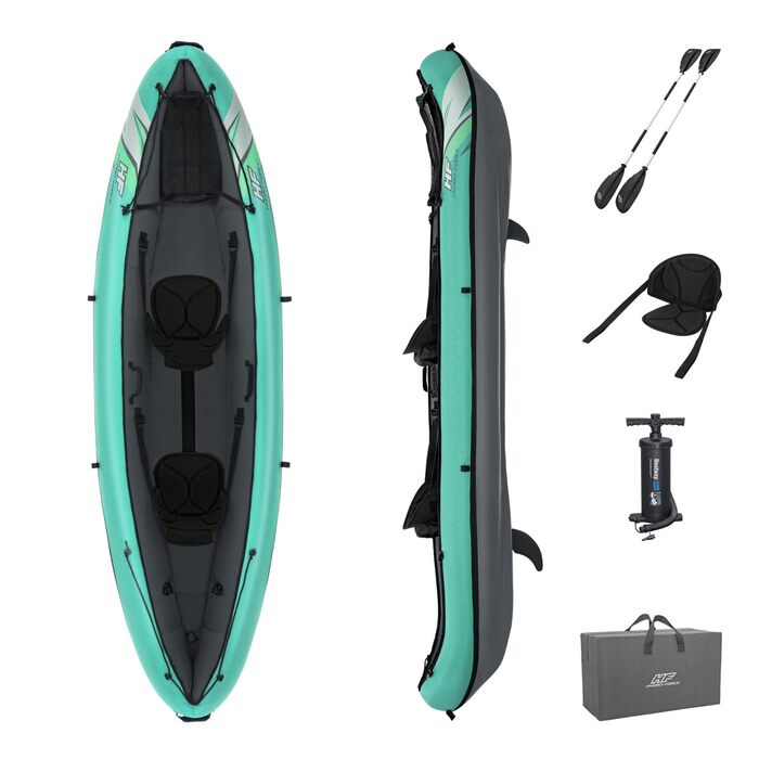 Надувний човен Bestway Hydroforce Ventura Kayak для 2 осіб з ручним насосом, веслом та сумкою для зберігання, двомісний каяк, новий