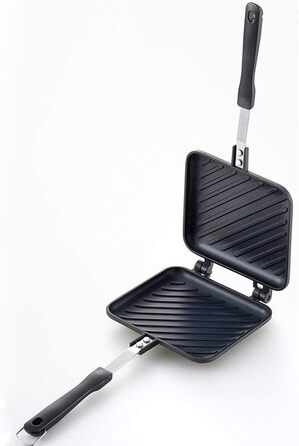 Тостер для сендвічів TAMUME з рифленою поверхнею Антипригарна машина для тортів із міцною ручкою, сендвіч-машина для тостів підходить для використання на плиті (рифлена поверхня)