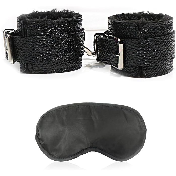 Наручники Секс-ліжко Плюш і маска для очей, Набір обмежень для звязування, Наручники Секс-ліжко з завязаними очима, Жорсткі іграшки для BDSM, Секс-набір обмежень, Набір обмежень для BDSM, Секс-іграшки Обидва