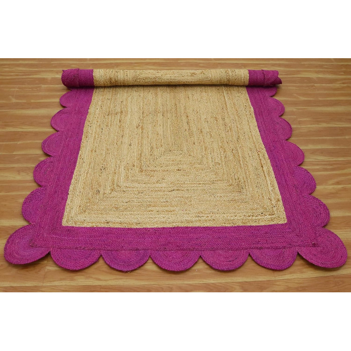 Великий килим кілім 30,5 х 38,1 см, хвилястий килим, бежево-рожевий, тканий джутовий килим, для приміщень і вулиць, плоске плетінн