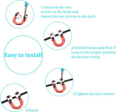 Набір D-петель Mudder для складного лука (3 шт.) — металеві D-петлі + 3 викрутки