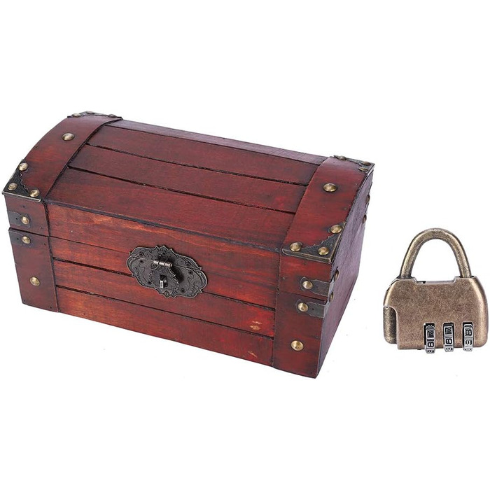 Виготовлена вручну вінтажна дерев&39яна скринька для зберігання колекцій предметів мистецтва та ремесел. Вишукана скринька для ювелірних виробів для домашнього декору (невеликий кодовий замок).