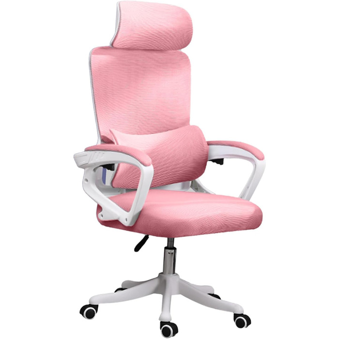 Ергономічне крісло з поперековою опорою Ергономічне крісло, поперекова опора, багатофункціональне крісло, домашнє навчання, комп&39ютерні ігри Сітчасте крісло з високою спинкою (РОЖЕВЕ) Рожеве
