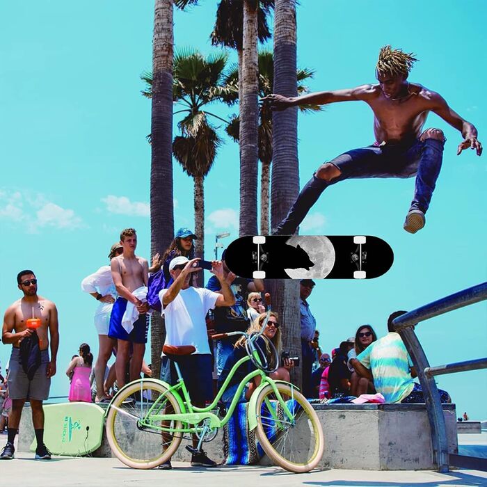 Скейтборд Alihoc 31" Standard Skateboard – Night Wolf Head для дітей, підлітків, дорослих, початківців та професіоналів, з максимальним навантаженням 150 кг. Голова Нічного Вовка