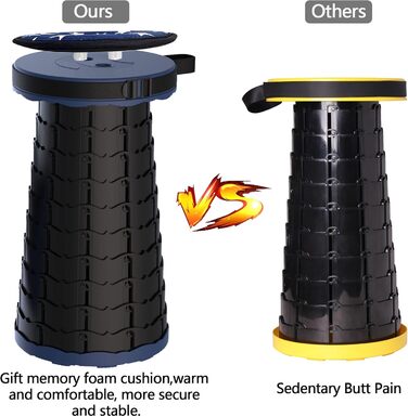 Телескопічний стілець, складаний, легкий та портативний, стілець для дорослих, кемпінговий стілець для походів, риболовлі, подорожей, барбекю, максимальне навантаження 200 кг, з сумкою для перенесення морського класу