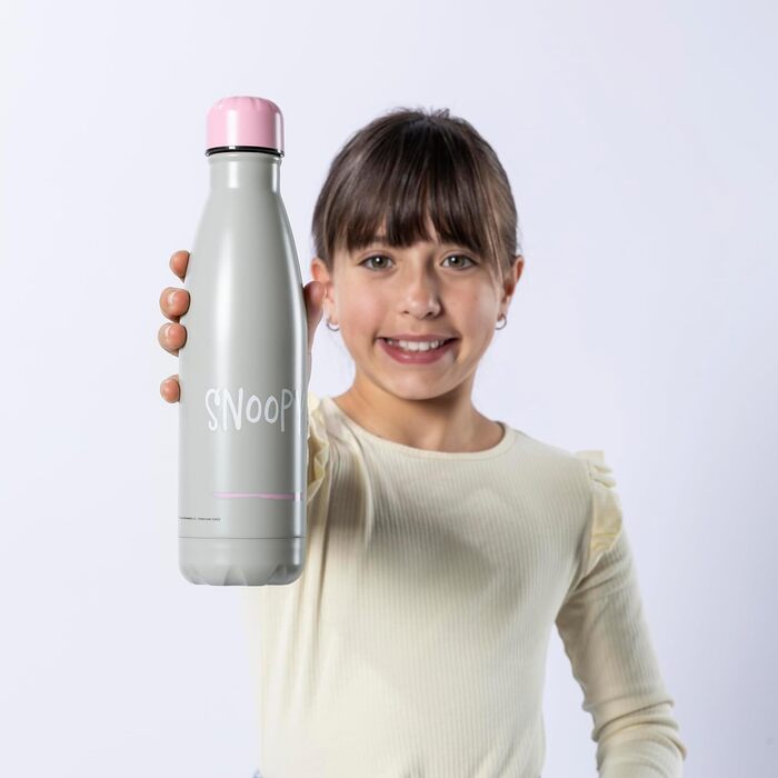 Пляшка з подвійними стінками з нержавіючої сталі - Герметична - для дівчаток - 500 мл - Ідеально підходить для використання в дорозі, сіра