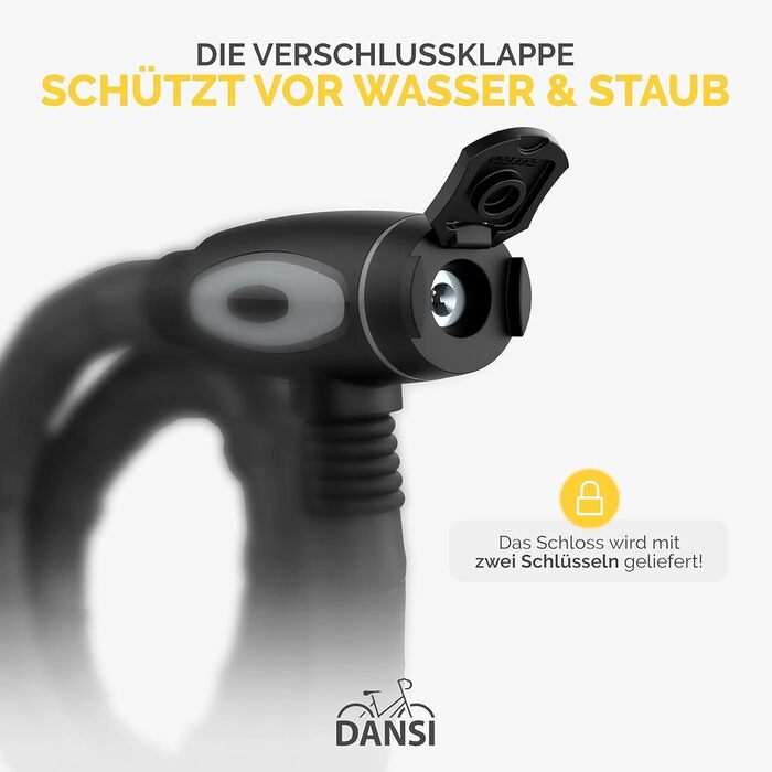 Замок для велосипеда Panzerschloss Надійний захист від крадіжки з 2 ключами Велосипедний замок, замок для байку, велосипедні замки, замки для електровелосипедів 18 x 850 мм