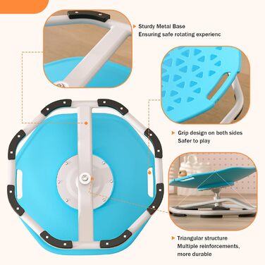 Сенсорний обертовий стілець для дітей, обертовий стілець на 360 з тренуванням рівноваги, сприяє координації та рівновазі, сенсорна іграшка для хлопчиків та дівчаток, ідеально підходить для дітей з аутизмом, синій