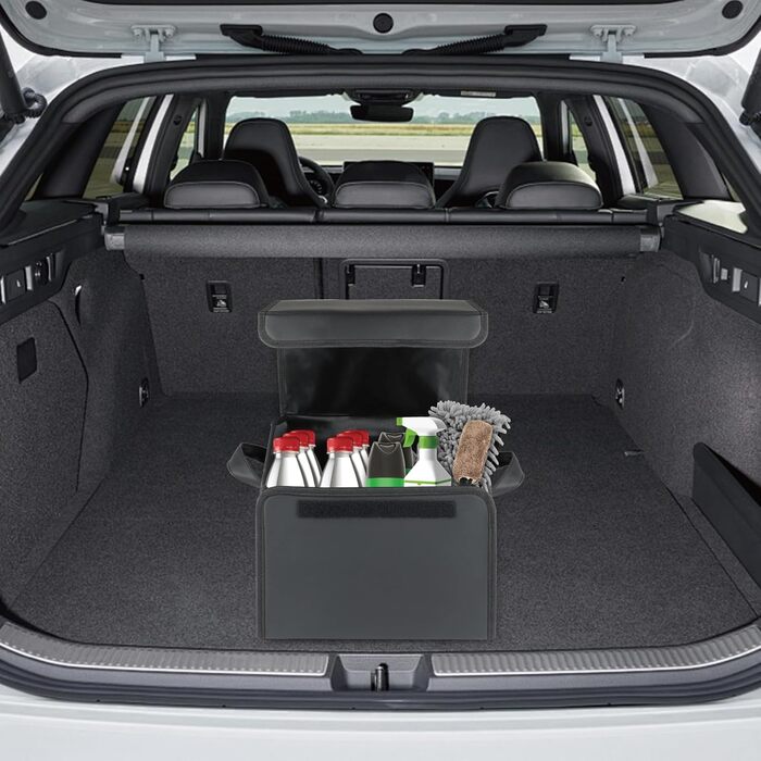 Складаний органайзер для багажника з PU-шкіри багатофункціональний контейнер для автомобіля, позашляховика та пікапа велика місткість нековзна основа водонепроникний (PU)