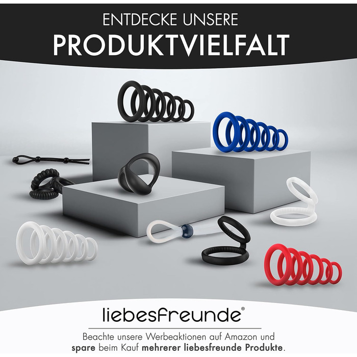 Секс-іграшка Liebesfreunde Dual Penis Ring для чоловіків - кільце для півня та кільце для яєчок для надзвичайно сильної ерекції, чорний