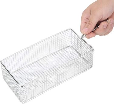 Кошик для фритюрниці Tomotato Кошики для чіпсів фрі сітка 215x106x66 мм Прямокутник з нержавіючої сталі Тримач для картоплі фрі Фільтр для смаженої їжі у фритюрі для цибулевих кілець Курячі крильця Кухня Ресторан