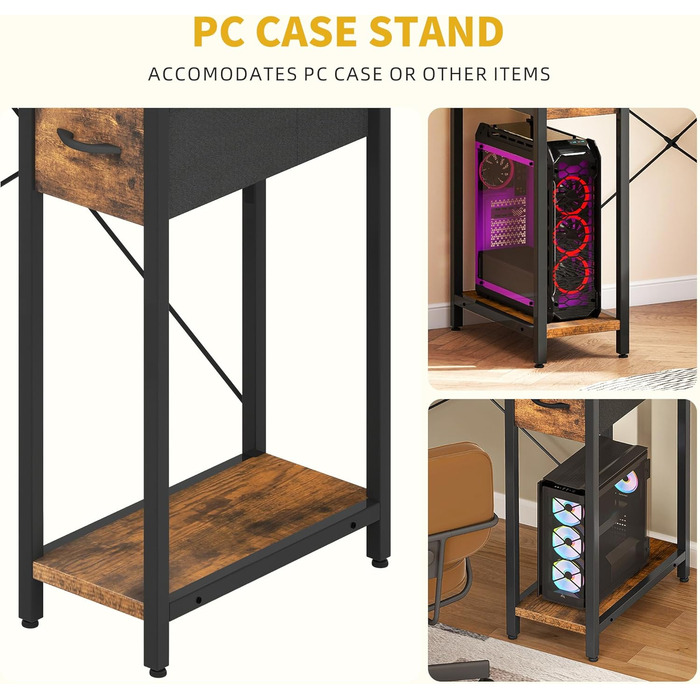 Г-подібний письмовий стіл DWVO, 140x100x85 см, двосторонній кутовий стіл з 4 шухлядами та полицею для монітора, Г-подібний стіл з 2 USB-портами для зарядки та 2 розетками для домашнього офісу, коричневий, чорний, білий (коричневий)