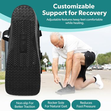 Післяопераційне взуття для переломів стоп або пальців Медичне/хірургічне гіпсове взуття, ортез для стресових переломів та ортопедичні сандалі з твердою підошвою (середній розмір - жіночий)