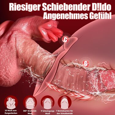 Вібратор-фалоімітатор BSZUI 3-в-1, з функціями поштовхів, вібрації, нагрівання та лизання