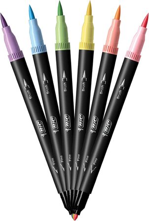 Подвійні фломастери BIC Intensity, упаковка з 6 шт. , різноманітні пастельні фломастери для розмальовок і наборів для активності дорослих