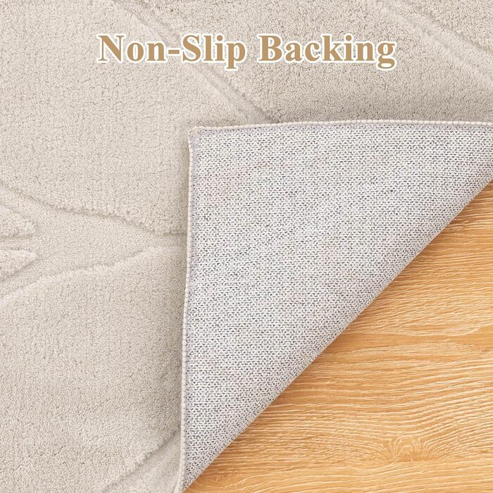 Килимова доріжка SHACOS довга 80x300 см, нековзка, бежева, можна прати, довгий килим з коротким ворсом для кухні, передпокою, вітальні, спальні, 80 x 300 см (прямокутна), бежевий лист