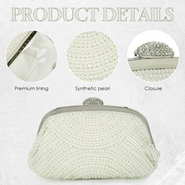 Елегантне клатч-вестикування Kunstperlen для жінок, вечірня сумочка для нареченої з ланцюжком на плече для весілля, випускного та вечірки, бежевий колір