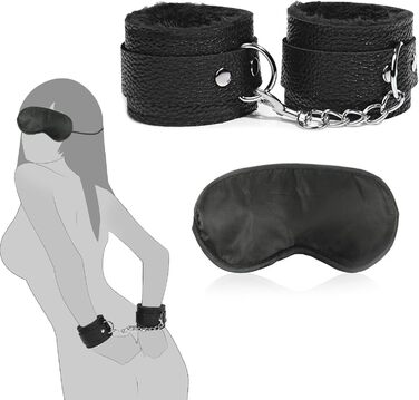 Наручники Секс-ліжко Плюш і маска для очей, Набір обмежень для звязування, Наручники Секс-ліжко з завязаними очима, Жорсткі іграшки для BDSM, Секс-набір обмежень, Набір обмежень для BDSM, Секс-іграшки Обидва