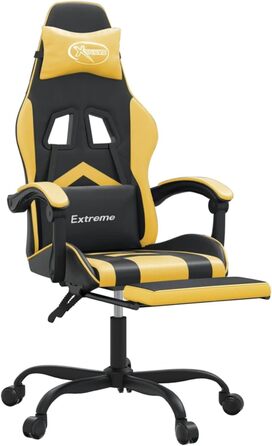 Ігрове крісло з підставкою для ніг, крісло для ПК, геймерське крісло, ігрове крісло, крісла для домашнього офісу, крісла для ігор, комп&39ютерне крісло, крісло для Playstation, чорно-золота штучна шкіра