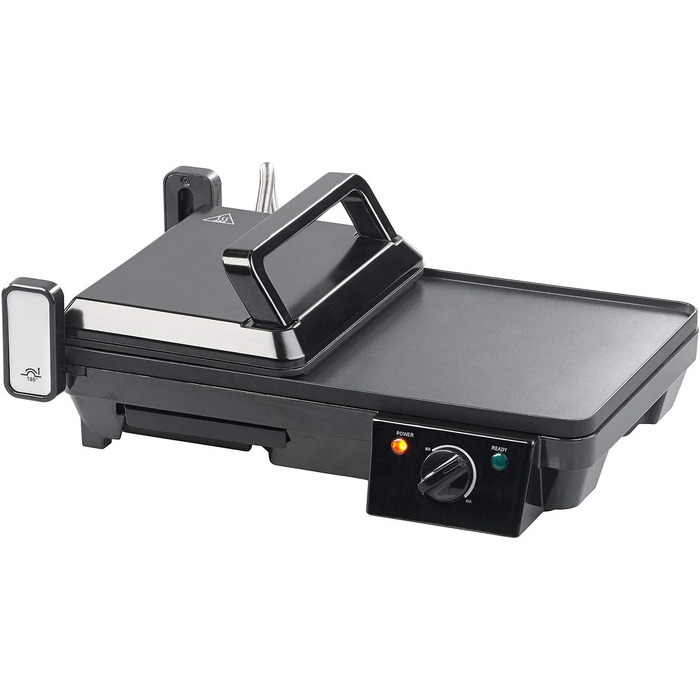 Електричний настільний гриль 2в1 з контактним грилем, пластина для гриля, 2 000 Вт (електричний гриль, балконний гриль, електричний)