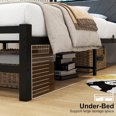 М&39яке ліжко 90x200 см, металеве ліжко, односпальне ліжко, каркас ліжка зі світлодіодним освітленням та зарядною станцією, каркас ліжка з місцем для зберігання речей, дитяче ліжко, гостьове ліжко, каркас ліжка з узголів&39ям, темно-сірий колір 90 x 200 с