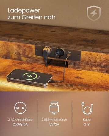 Ігровий стіл із вбудованим подовжувачем, Комп&39ютерний стіл, з підставкою для 2 моніторів, Спальня, 60 x 100 x 76 см, Вінтажний коричневий LWD191K01 100 x 60 см Вінтажний коричневий