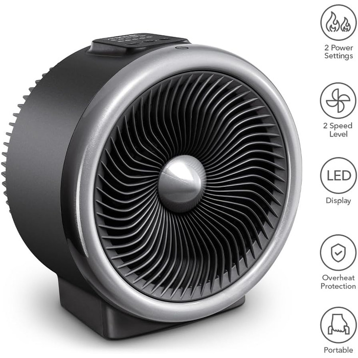 В-1 вентилятор-обігрівач та вентилятор TFH 2000 E - потужність нагріву 1200 Вт / 2000 Вт електричний нагрівач, з термостатом, енергозберігаючий, 2-