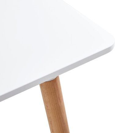 Прямокутний обідній стіл Кухонний стіл Буковий на 4 стільці Обідній стіл з дерев&39яними ніжками МДФ Білий 110 x 70 x 75 см (Тільки стіл) 110 см Білий